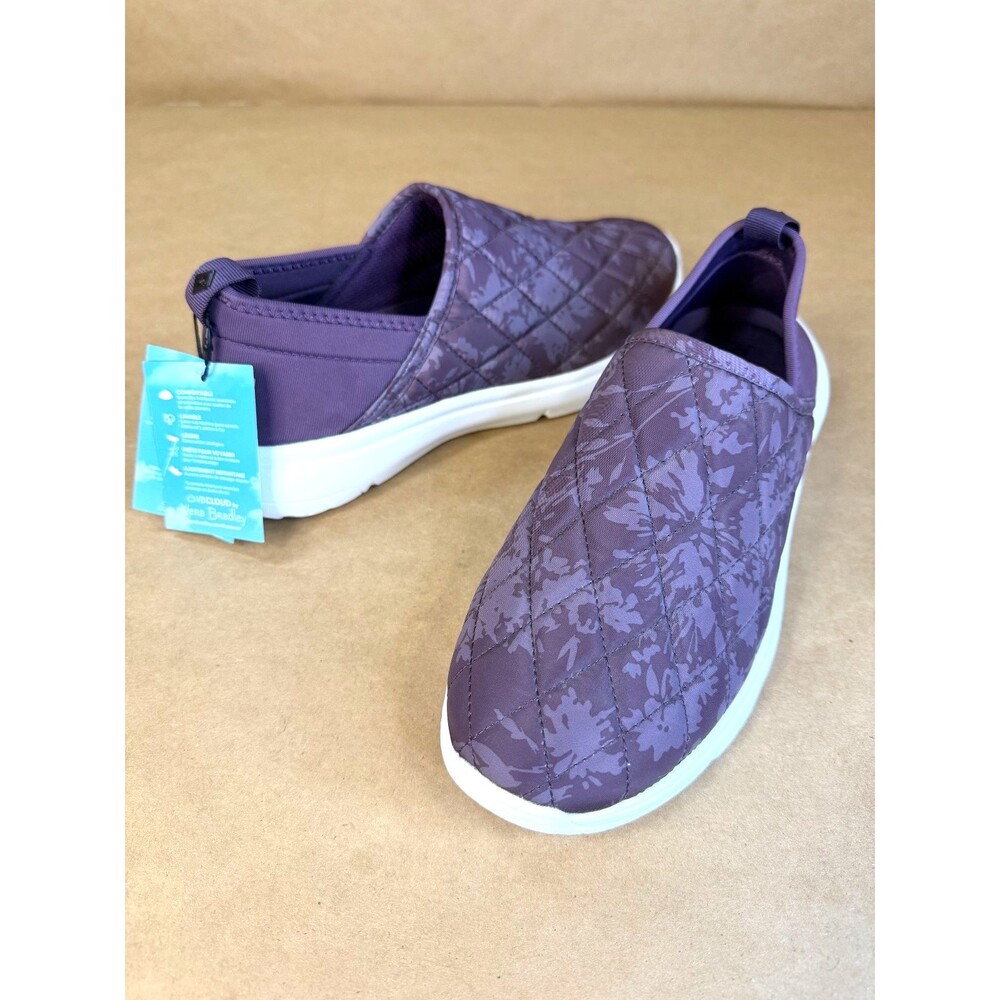 Vera Bradley VB Cloud Slip-On Shoes Women's Size 8 Purple Floral Quilted NEW